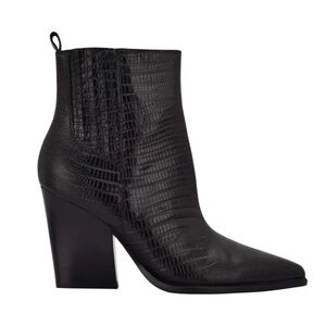 Nib Marc Fisher Mariel Block Heel Zip Booties in Black Croco